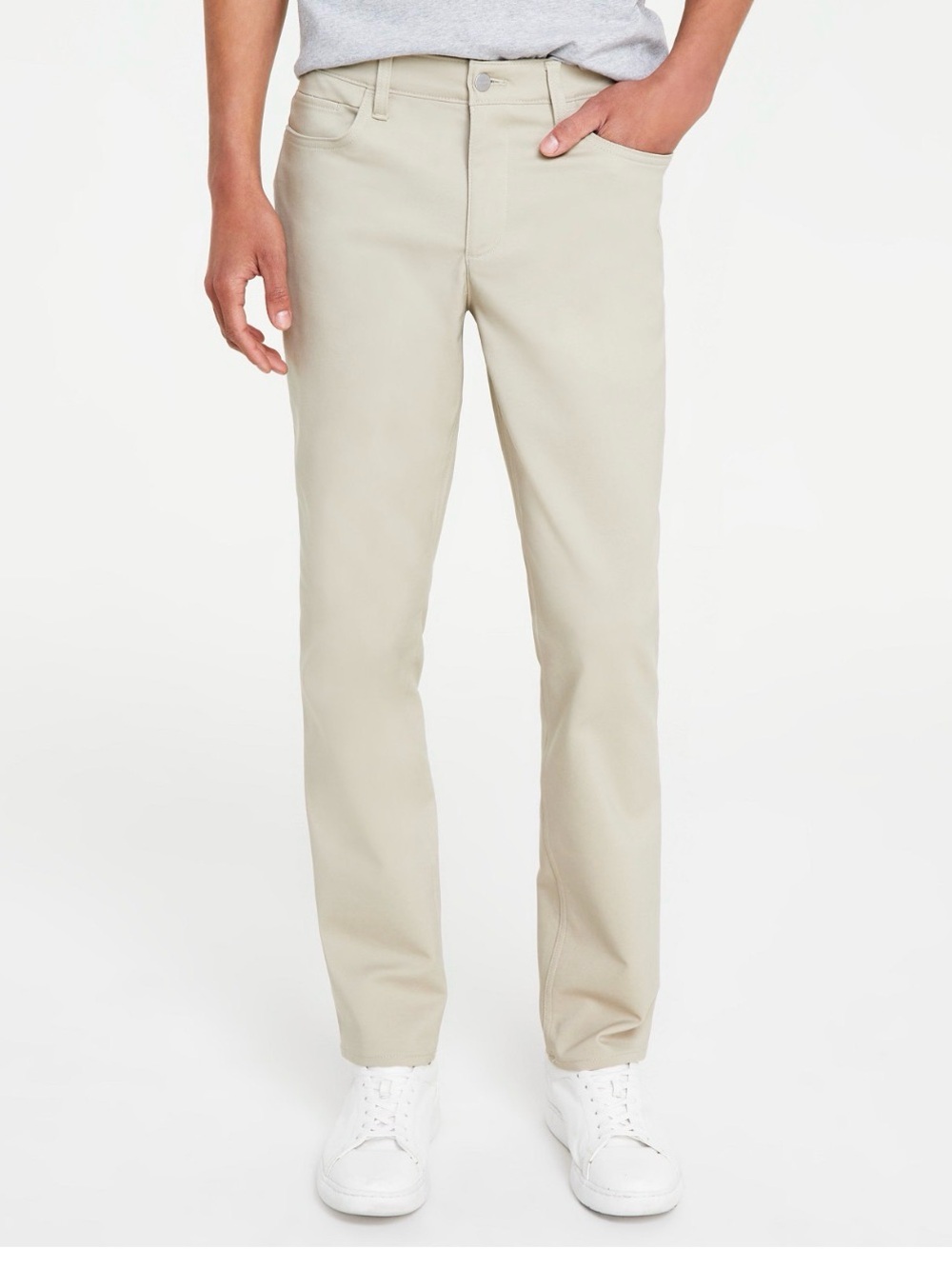 Calvin Klein Beige/Tan Men's Pants with Branded Button